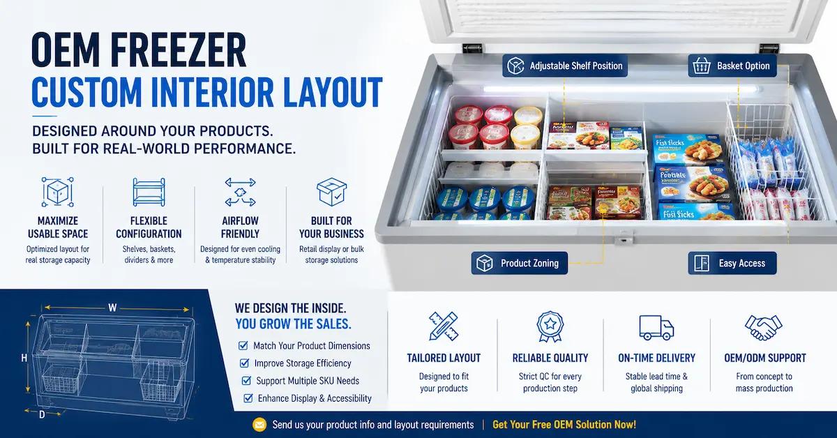 Diseño interior personalizado para congeladores OEM: Lo que los compradores B2B deben especificar antes de la producción