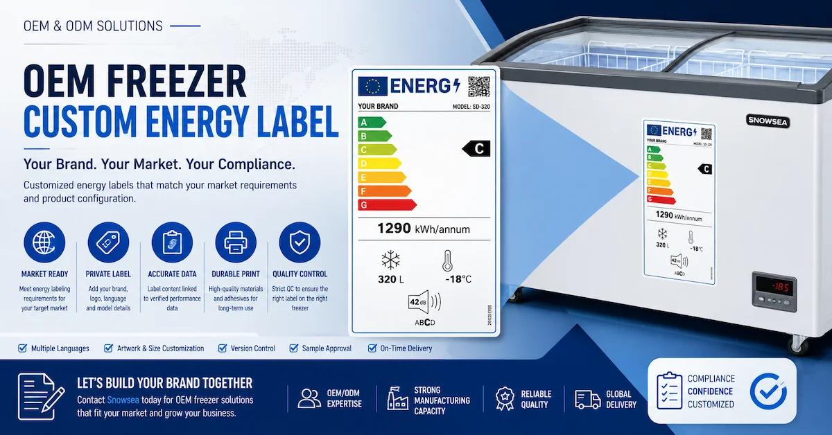 Etiquetas energéticas personalizadas para congeladores OEM: Lo que los compradores B2B deben confirmar antes de la producción